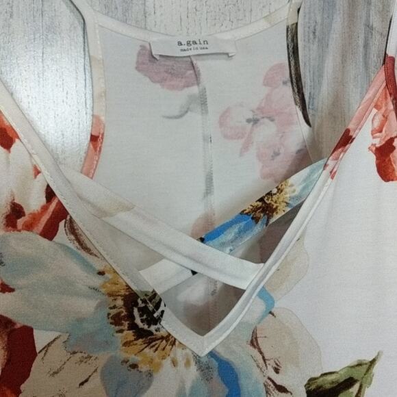 A. GAIN Cream Floral Strappy Sundress NEW 1X - Picture 3 of 8